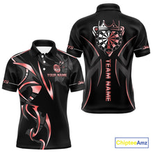 Load image into Gallery viewer, Black And Red Dartboard Crown Dart Shirts For Men Custom Dart Jersey Team Polo &amp; Quarter Zip TDM4091