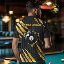 Load image into Gallery viewer, Black And Gold Scratch Billiard Shirts For Men Custom 8 Ball Crown Pool Team Jersey Polo &amp; 1/4 Zip TDM4095