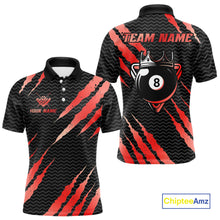 Load image into Gallery viewer, Black And Red Scratch Billiard Shirts For Men Custom 8 Ball Crown Pool Team Jersey Polo &amp; 1/4 Zip TDM4096