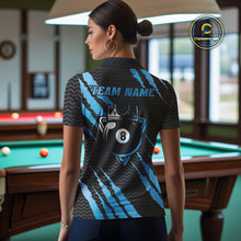Load image into Gallery viewer, Black And Blue Scratch Billiard Shirts For Women Custom 8 Ball Crown Pool Team Jersey Polo &amp; 1/4 Zip TDM4097