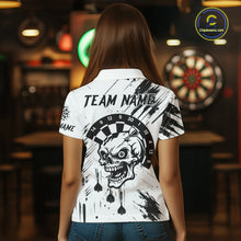 Load image into Gallery viewer, Personalized White Black Grunge Skull Darts Shirt For Women Custom Funny Darts Team Jersey Outfit TDM4908