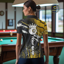 Load image into Gallery viewer, Black And Gold 8 Ball Crown Women&#39;s Billiard Shirts Custom Billiards Jerseys, Pool League Team Shirt TDM5132