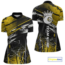 Load image into Gallery viewer, Black And Gold 8 Ball Crown Women&#39;s Billiard Shirts Custom Billiards Jerseys, Pool League Team Shirt TDM5132