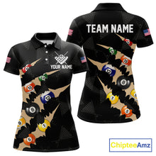 Load image into Gallery viewer, Personalized Scratch 8 Ball Billiard Shirt For Women Custom Pool Jersey, Billiard Team Shirt |Black TDM5990
