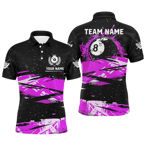Custom Purple Grunge Billiard 8 Ball Jerseys Shirts For Men, Personalized Billiard Pool Player Gift TDM1940