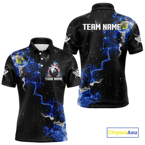 Personalized Grunge Las Vegas Flag Smoke Billiard Shirt For Men Custom 8 Ball Pool Team Jerseys TDM4288