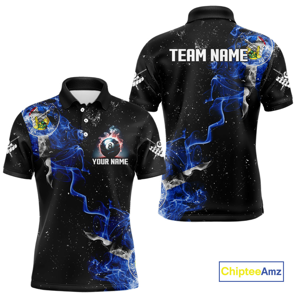 Personalized Grunge Las Vegas Flag Smoke Billiard Shirt For Men Custom 8 Ball Pool Team Jerseys TDM4288