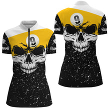 Load image into Gallery viewer, Funny Skull 9 Ball Pool Custom Grunge Black White Billiard Shirts For Women, Billiard Jerseys Apparel TDM2139
