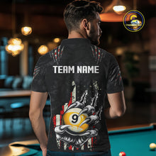 Load image into Gallery viewer, Funny Claw Tearing US Flag 9 Ball Pool Custom Billiard Shirts For Men, Patriotic Billiard Jerseys TDM4473