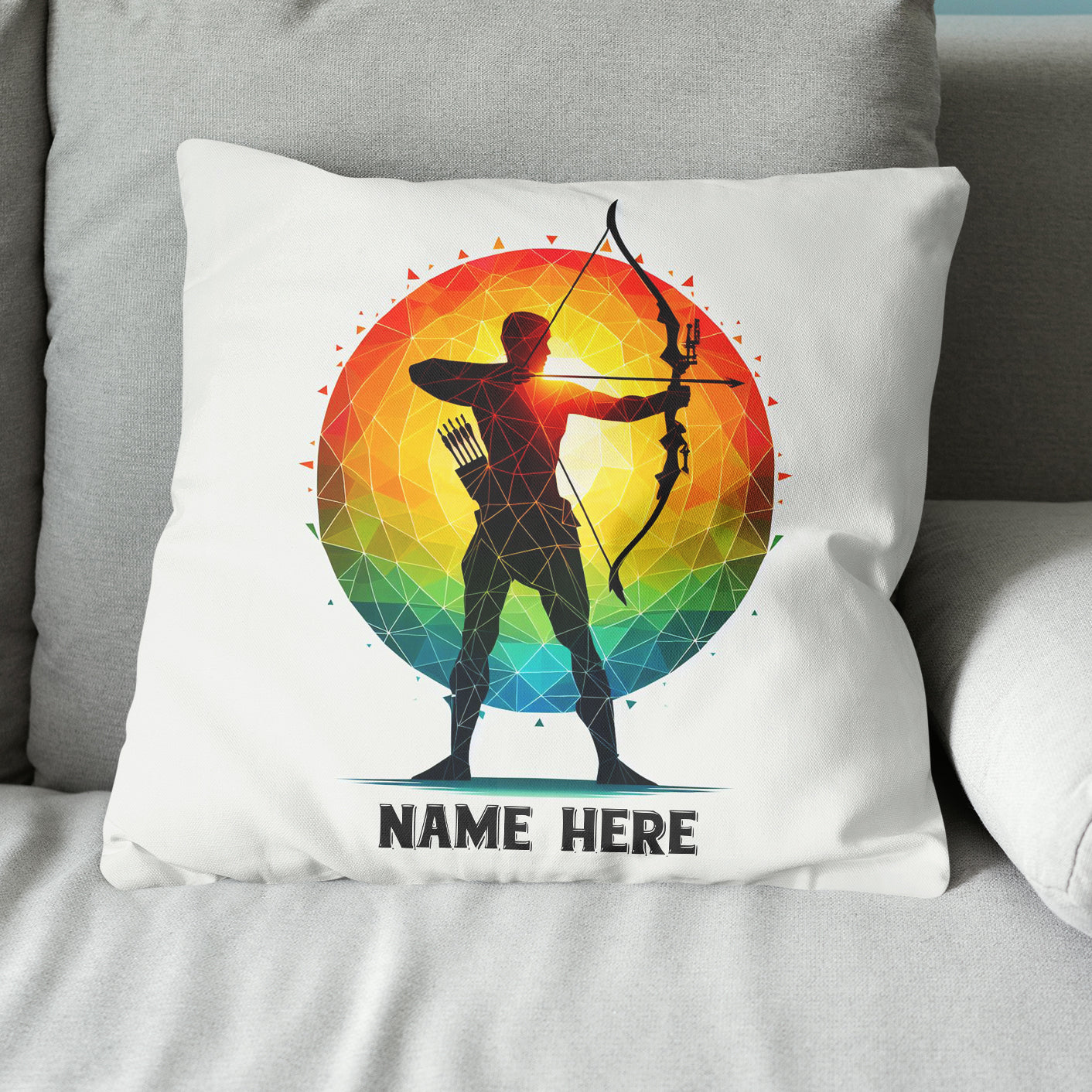 Colorful Men Archer Custom Name White Pillow, Best Archery Pillow Gifts TDM0857
