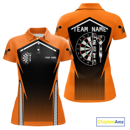 Orange Sport Style Dart Arrows Dart Polo & 1/4 Zip Shirts For Women, Dart Jerseys NYN0059