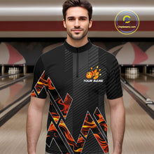 Load image into Gallery viewer, Personalized Fire Flame Bowling Jersey For Men Custom Bowling Team Shirt Polo &amp; 1/4 Zip |Orange TDM6238