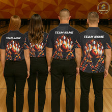 Load image into Gallery viewer, Personalized Fire Flame Bowling Jersey For Women Custom Bowling Team Shirt Polo &amp; 1/4 Zip |Orange TDM6238