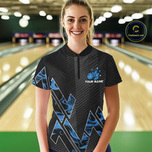 Load image into Gallery viewer, Personalized Fire Flame Bowling Jersey For Women Custom Bowling Team Shirt Polo &amp; 1/4 Zip |Blue TDM6239