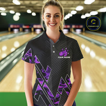 Load image into Gallery viewer, Personalized Fire Flame Bowling Jersey For Women Custom Bowling Team Shirt Polo &amp; 1/4 Zip |Purple TDM6240