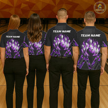 Load image into Gallery viewer, Personalized Fire Flame Bowling Jersey For Women Custom Bowling Team Shirt Polo &amp; 1/4 Zip |Purple TDM6240