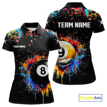 Load image into Gallery viewer, Funny 8&amp;9 Ball Pool Colorful Paint Splash Billiard Shirt For Women Custom Billiard Team Jerseys TDM4295