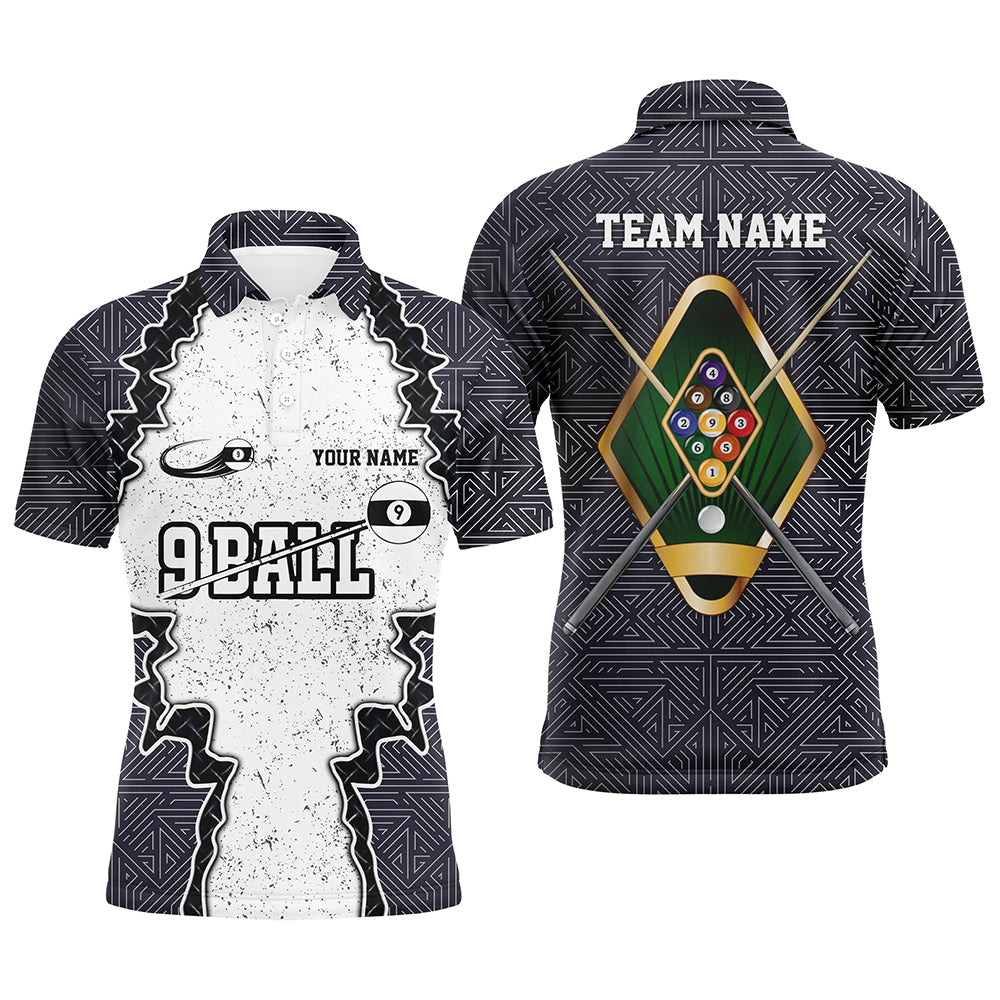 Personalized Armor 9 Ball Pool Billiard Men Polo Shirts Custom Name Funny 9 Ball Pool Team Shirts TDM0484
