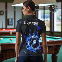 Load image into Gallery viewer, Blue 8 Ball Pool Thunder Lightning Storm Women's Billiard Shirt Custom Billiard Jersey Polo &amp; 1/4 Zip TDM3832