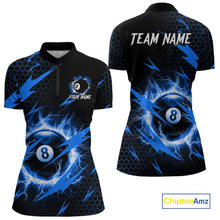 Load image into Gallery viewer, Blue 8 Ball Pool Thunder Lightning Storm Women's Billiard Shirt Custom Billiard Jersey Polo &amp; 1/4 Zip TDM3832