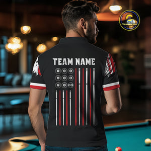 Personalized Grunge American Flag 9 Ball Pool Team Shirt For Men Custom Patriotic Billiard Shirts TDM4733