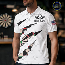 Load image into Gallery viewer, Personalized Scratch Darts Shirt For Men Custom Darts Jersey Team Polo &amp; Quarter Zip |White TDM5867