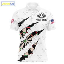 Load image into Gallery viewer, Personalized Scratch Darts Shirt For Men Custom Darts Jersey Team Polo &amp; Quarter Zip |White TDM5867