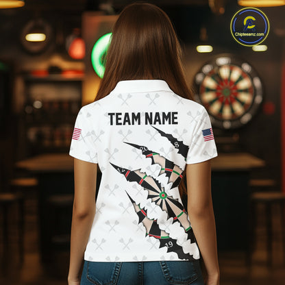Personalized Scratch Darts Shirt For Women Custom Darts Jersey Team Polo & Quarter Zip |White TDM5867