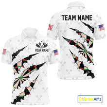 Load image into Gallery viewer, Personalized Scratch Darts Shirt For Men Custom Darts Jersey Team Polo &amp; Quarter Zip |White TDM5867