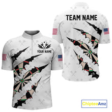 Load image into Gallery viewer, Personalized Scratch Darts Shirt For Men Custom Darts Jersey Team Polo &amp; Quarter Zip |White TDM5867