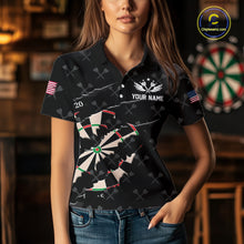 Load image into Gallery viewer, Personalized Scratch Darts Shirt For Women Custom Darts Jersey Team Polo &amp; Quarter Zip |Black TDM5868