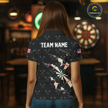 Load image into Gallery viewer, Personalized Scratch Darts Shirt For Women Custom Darts Jersey Team Polo &amp; Quarter Zip |Black TDM5868