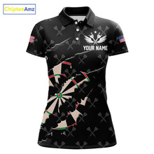 Load image into Gallery viewer, Personalized Scratch Darts Shirt For Women Custom Darts Jersey Team Polo &amp; Quarter Zip |Black TDM5868
