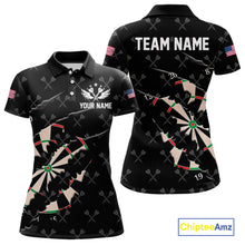 Load image into Gallery viewer, Personalized Scratch Darts Shirt For Women Custom Darts Jersey Team Polo &amp; Quarter Zip |Black TDM5868