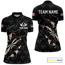 Load image into Gallery viewer, Personalized Scratch Darts Shirt For Women Custom Darts Jersey Team Polo &amp; Quarter Zip |Black TDM5868