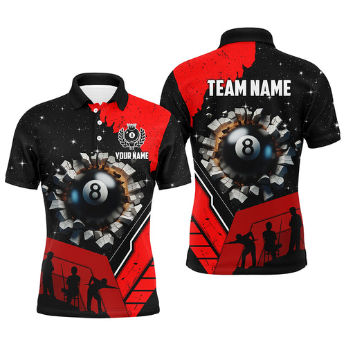 Personalized Purple Funny 8 Ball Pool Crack Men Polo Shirts Custom Team League Billiard Jersey TDM1380