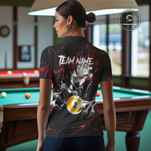 Load image into Gallery viewer, Personalized 9 Ball Pool Wolf Billiard Shirts For Women, Billiard League Jersey Polo &amp; 1/4 Zip |Red TDM4505