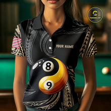 Load image into Gallery viewer, Personalized Funny Yin And Yang Tribal Billiard Shirt For Women Custom 8 Ball &amp; 9 Ball Pool Jerseys TDM4506