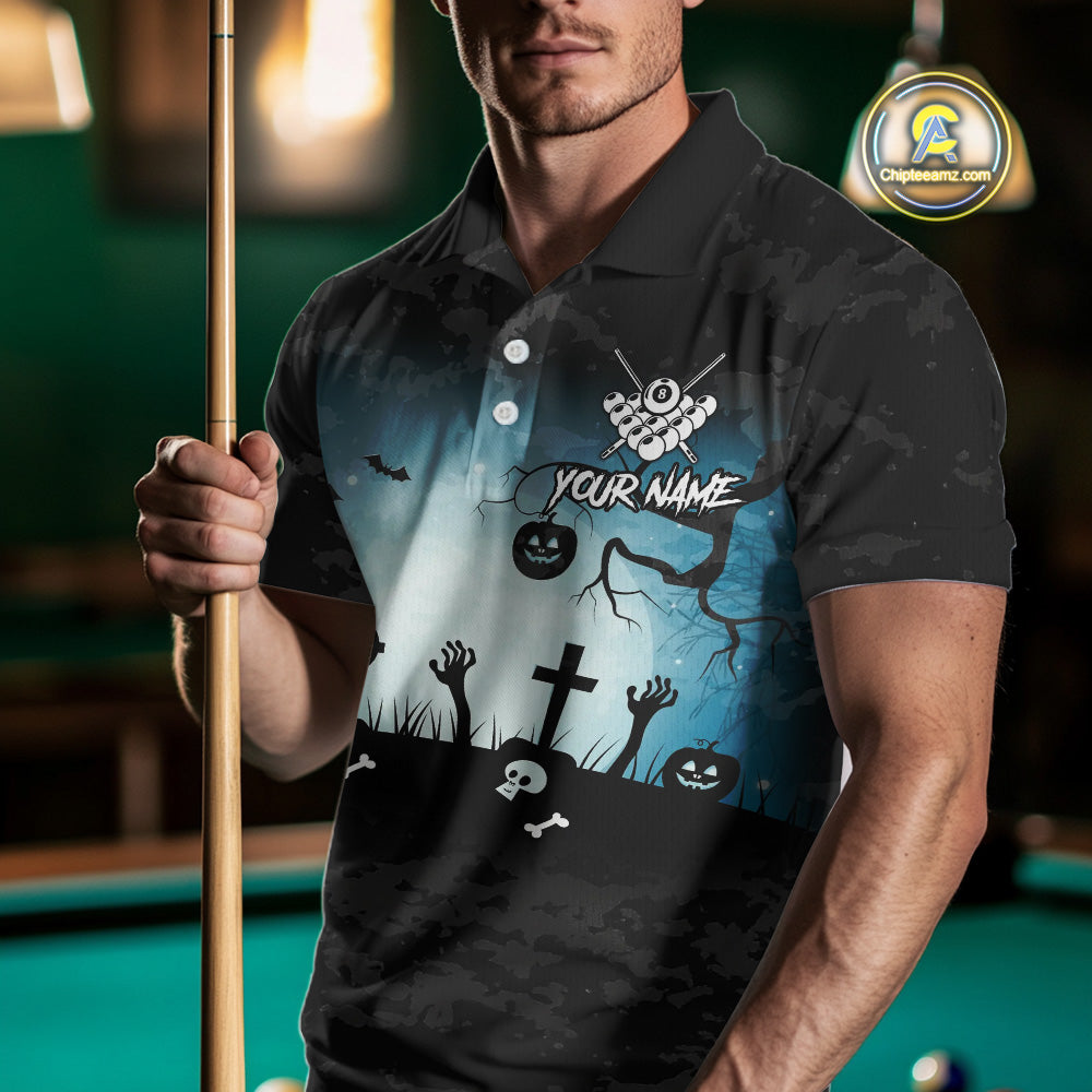 Personalized Funny Halloween Billiard Shirt For Men Custom Spider 8 Ball Pool Team Jerseys TDM4507