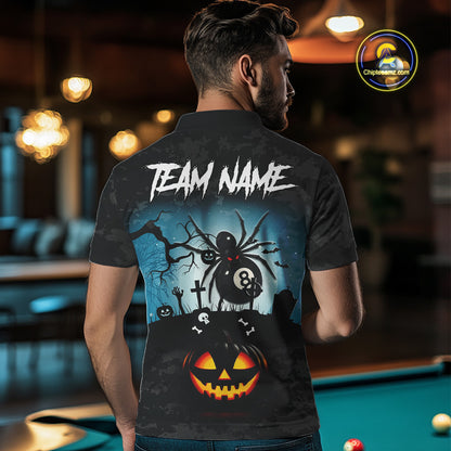 Personalized Funny Halloween Billiard Shirt For Men Custom Spider 8 Ball Pool Team Jerseys TDM4507