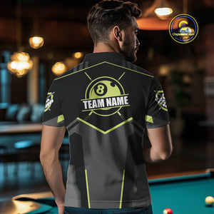 Billiard Jerseys For Men Custom Polo & 1/4 Zip Billiard Shirt, Team Pooler Short Sleeve|Green Neon TDM4741