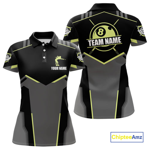 Billiard Jerseys For Women Custom Polo & 1/4 Zip Billiard Shirt, Team Pooler Short Sleeve|Green Neon TDM4741