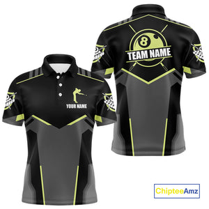 Billiard Jerseys For Men Custom Polo & 1/4 Zip Billiard Shirt, Team Pooler Short Sleeve|Green Neon TDM4741