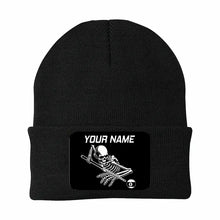 Load image into Gallery viewer, Personalized Skull 9 Ball Billiard Knit Beanie Hat With Rectangle Patch Custom Billiard Knit Cap TDM4941