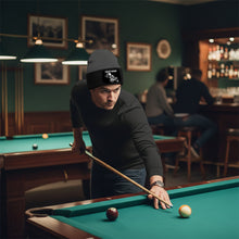 Load image into Gallery viewer, Personalized Skull 9 Ball Billiard Knit Beanie Hat With Rectangle Patch Custom Billiard Knit Cap TDM4941