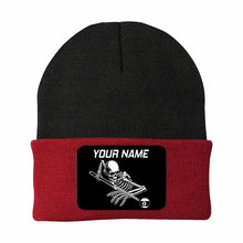 Load image into Gallery viewer, Personalized Skull 9 Ball Billiard Knit Beanie Hat With Rectangle Patch Custom Billiard Knit Cap TDM4941