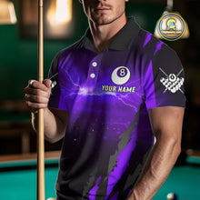 Load image into Gallery viewer, Personalized Thunder Lightning Wolf Billiard Shirt For Men, 8 Ball Billiard Team Jerseys |Purple TDM4521