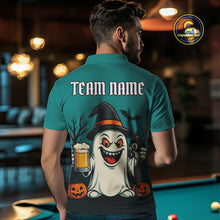 Load image into Gallery viewer, Custom Billiard Shirt Halloween Ghostly Beer Polo &amp; 1/4 Zip For Men, Funny 8 Ball Pool Team Jersey TDM4943
