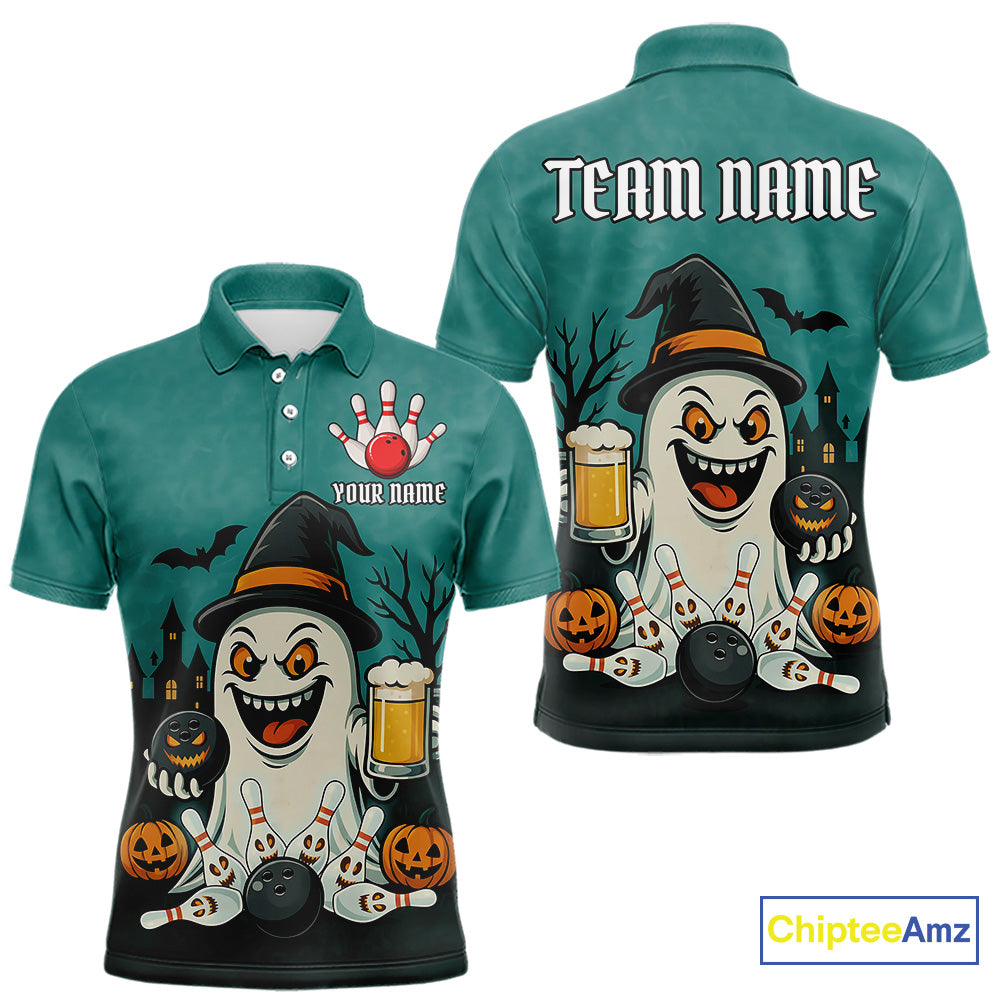 Funny Ghostly Beer Bowling Halloween Shirt For Men Custom Bowling Team Jersey Outfit TDM4945