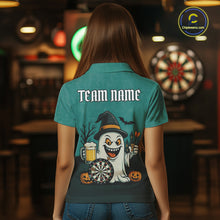 Load image into Gallery viewer, Custom Darts Shirt Halloween Ghostly Beer Polo &amp; 1/4 Zip For Women, Funny Darts Jersey, Darts Gifts TDM4946
